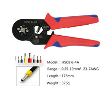Load image into Gallery viewer, Tubular Terminal Crimping Tools HSC8 6-4A Pliers For 0.06-10mm2 28-7awg Terminals High Precision Electrical Pliers Clamp Sets