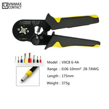 Load image into Gallery viewer, Tubular Terminal Crimping Tools HSC8 6-4A Pliers For 0.06-10mm2 28-7awg Terminals High Precision Electrical Pliers Clamp Sets