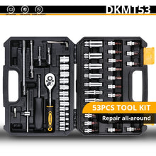 Load image into Gallery viewer, DEKO Hand Tool Set General Household Repair Hand Tool Kit with Plastic Tool box Storage Case Hammer Screwdriver Ratchet Wrench
