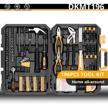Load image into Gallery viewer, DEKO Hand Tool Set General Household Repair Hand Tool Kit with Plastic Tool box Storage Case Hammer Screwdriver Ratchet Wrench
