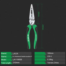 Load image into Gallery viewer, LAOA Multifunctional Electrician Pliers Long Nose Pliers Wire Stripper Cable Cutter Terminal Crimping Hand Tools
