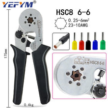 Load image into Gallery viewer, YE 16-6 0.08-16mm2 Crimping Tools Pliers Electrical Tubular Terminals Box Mini Clamp HSC8 10S/6-6/16-4 Self-Adjusting  Set
