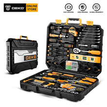 Load image into Gallery viewer, DEKO Hand Tool Set General Household Repair Hand Tool Kit with Plastic Tool box Storage Case Hammer Screwdriver Ratchet Wrench
